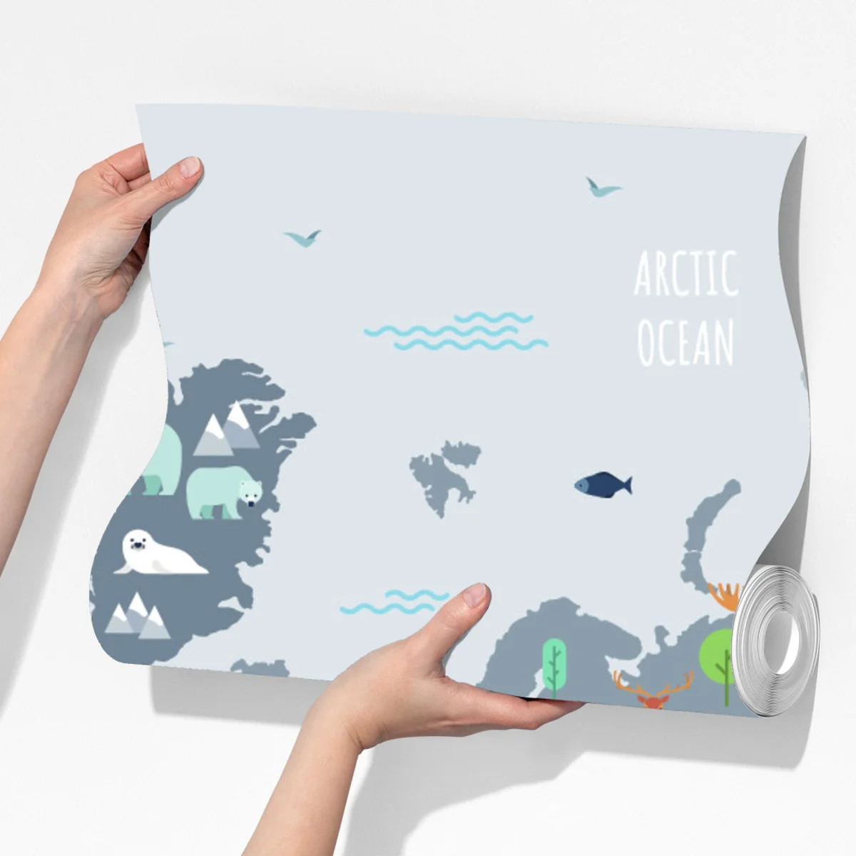 Fototapete pastellfarbene weltkarte mit tieren Fototapete pastellfarbene weltkarte mit tieren