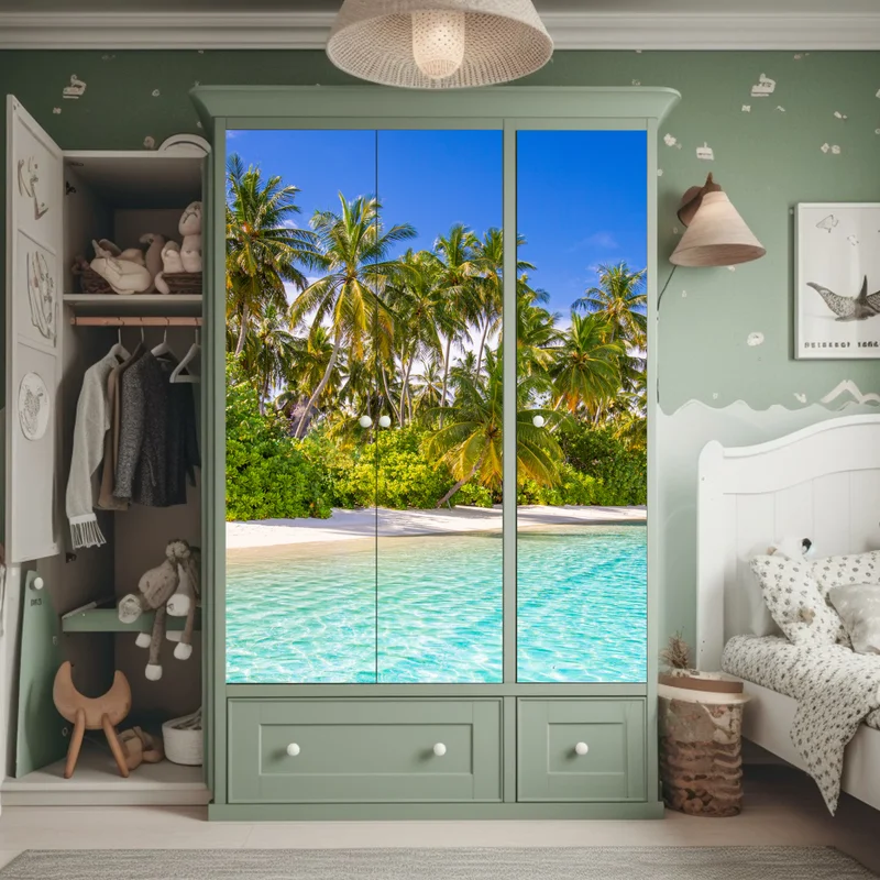 Schrankaufkleber tropischer palmenstrand