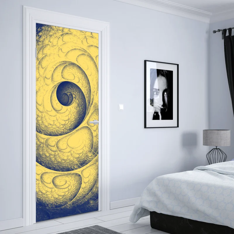 Türaufkleber goldene spiralförmige fraktalstruktur