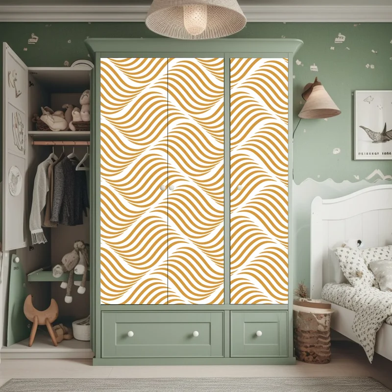 Schrankaufkleber goldenes wellenmuster wanddeko