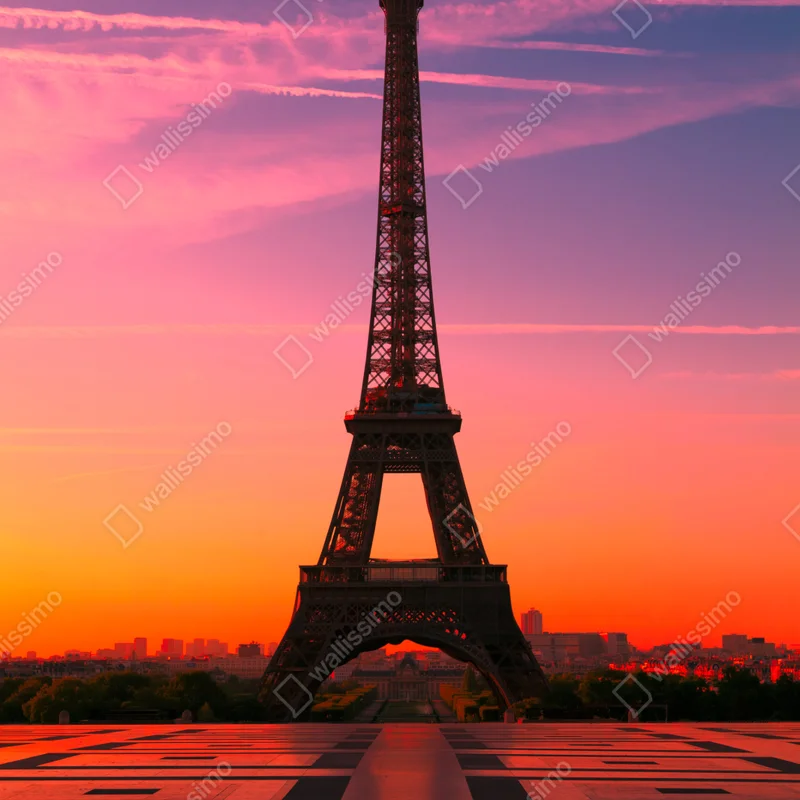 Kühlschrankaufkleber sonnenaufgang über dem Eiffelturm Kühlschrankaufkleber sonnenaufgang über dem Eiffelturm