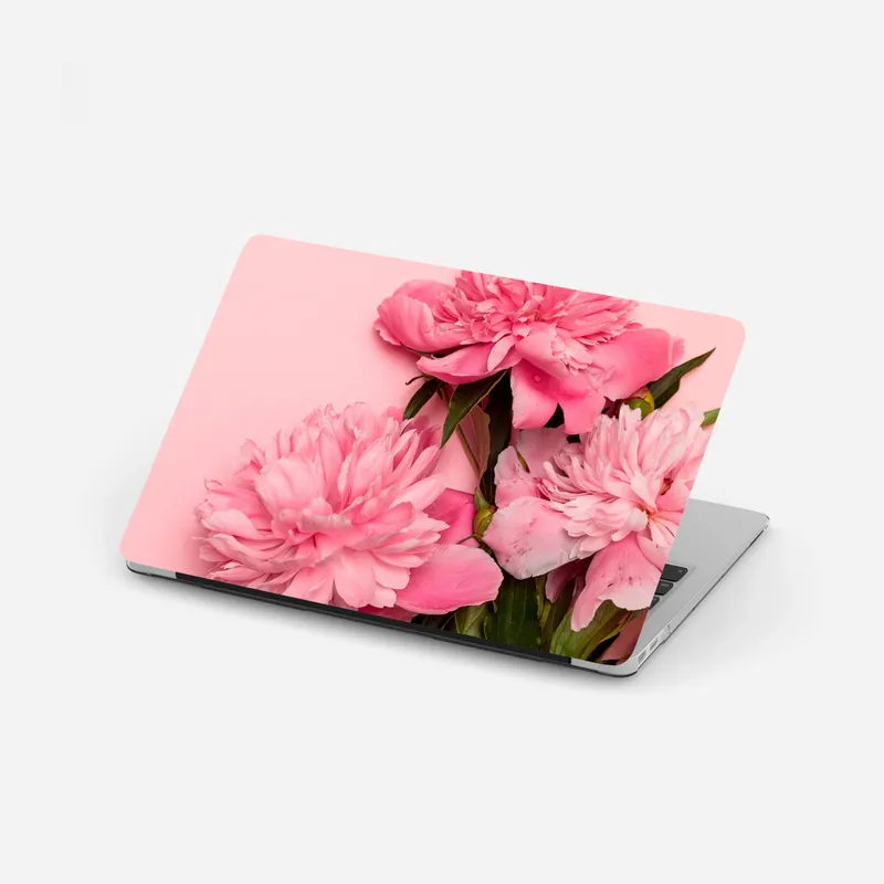 Laptop-Aufkleber rosa pfingstrosenstrauß auf pastellhintergrund