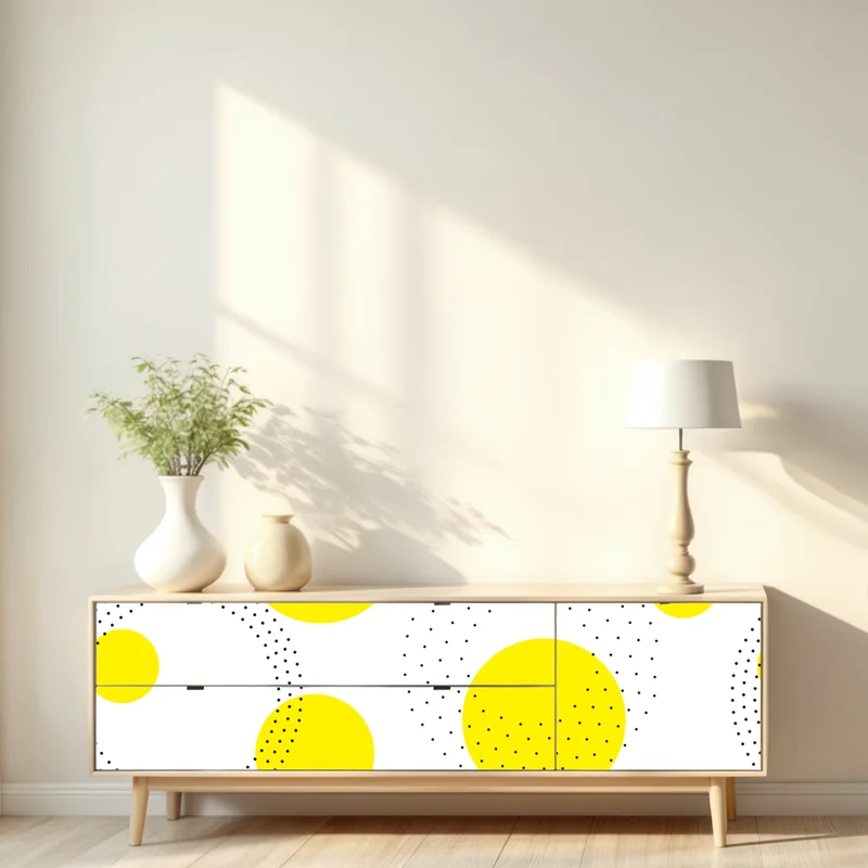 Repositionierbarer Aufkleber leuchtendes gelbes punktemuster für kinderzimmer