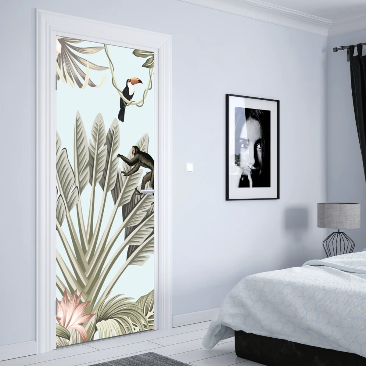 Türaufkleber pastell dschungel tier muster Türaufkleber pastell dschungel tier muster