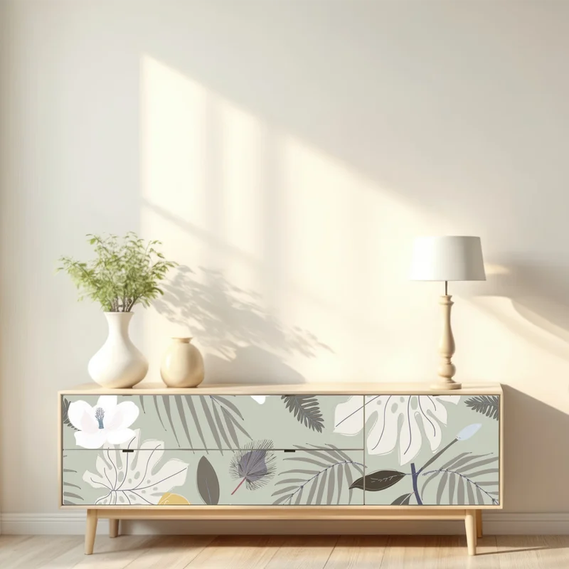 Repositionierbarer Aufkleber zartes pastell botanikmuster