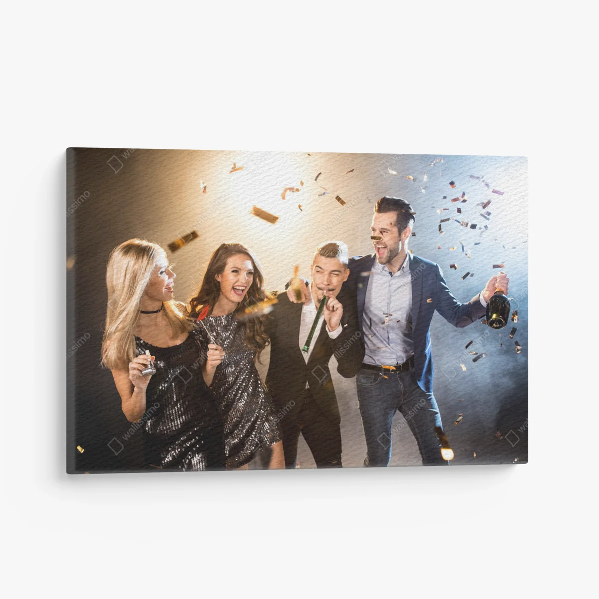 Leinwandbild Glückliche Freunde feiern • Leinwandbilder bei Wallnifity® Leinwandbild Glückliche Freunde feiern • Leinwandbilder bei Wallnifity®