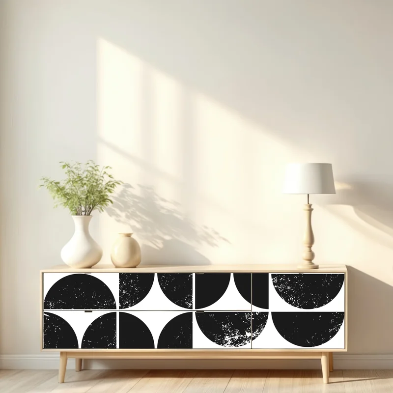 Repositionierbarer Aufkleber schwarzes geometrisches kreismuster