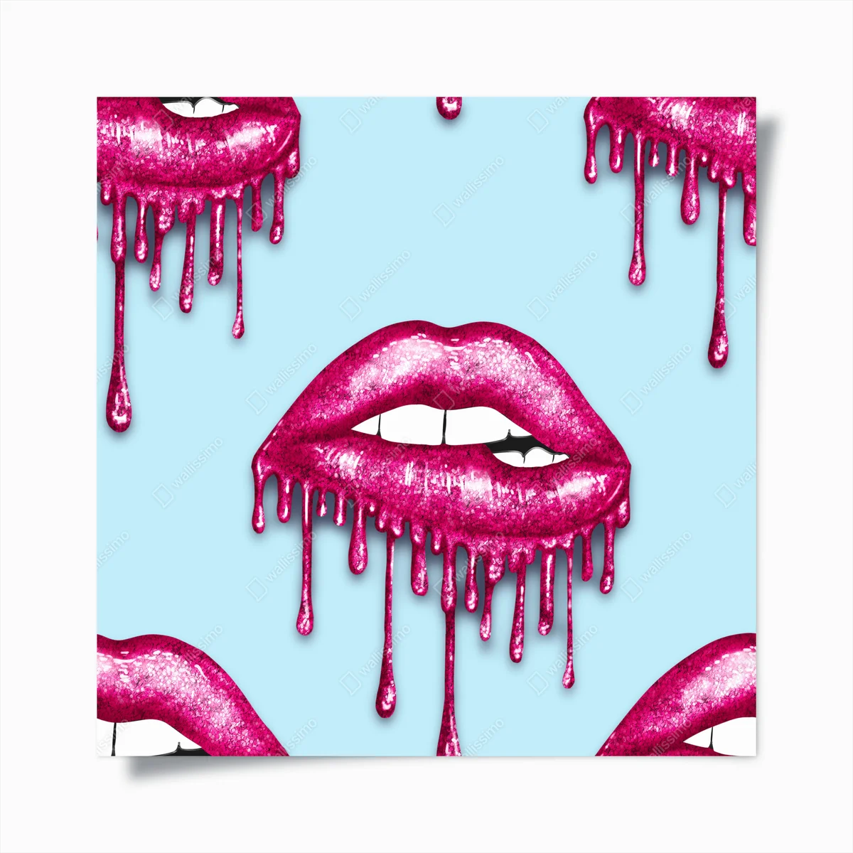 Poster glitzernde tropfende lippen im pop-art-stil • Poster bei Wallnifity® Poster glitzernde tropfende lippen im pop-art-stil • Poster bei Wallnifity®