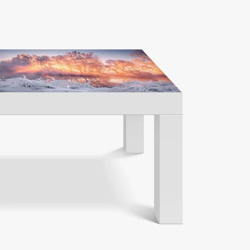 Tischaufkleber und Schreibtischaufkleber winterlicher sonnenaufgang über zugefrorenem fluss Tischaufkleber und Schreibtischaufkleber winterlicher sonnenaufgang über zugefrorenem fluss