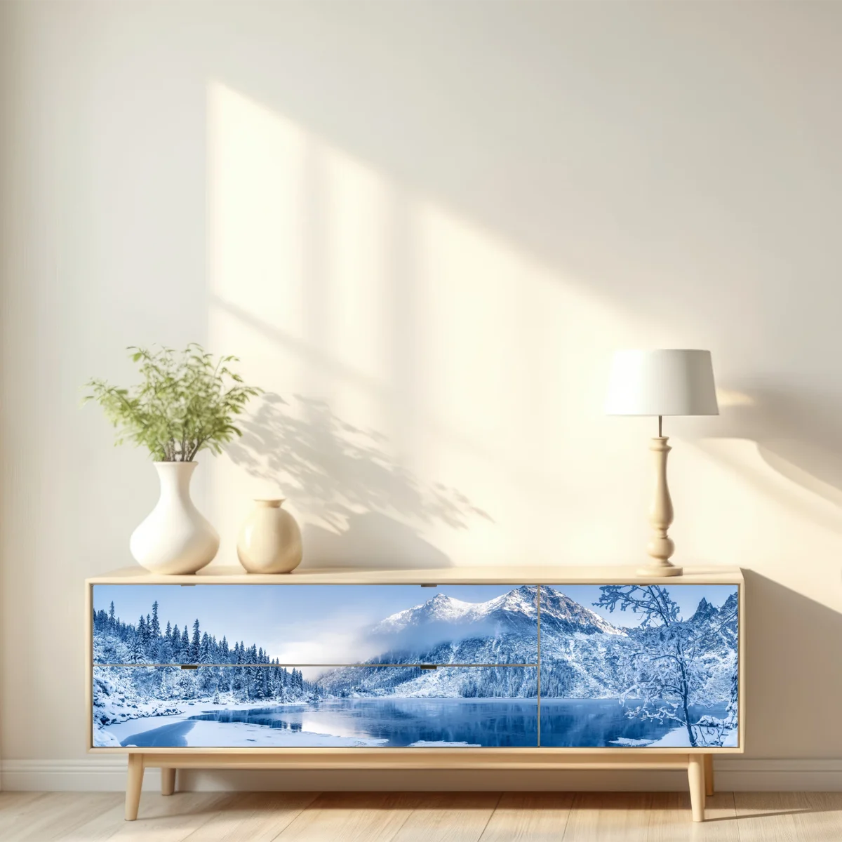 Repositionierbarer Aufkleber ruhiges winterpanorama der Alpen Repositionierbarer Aufkleber ruhiges winterpanorama der Alpen