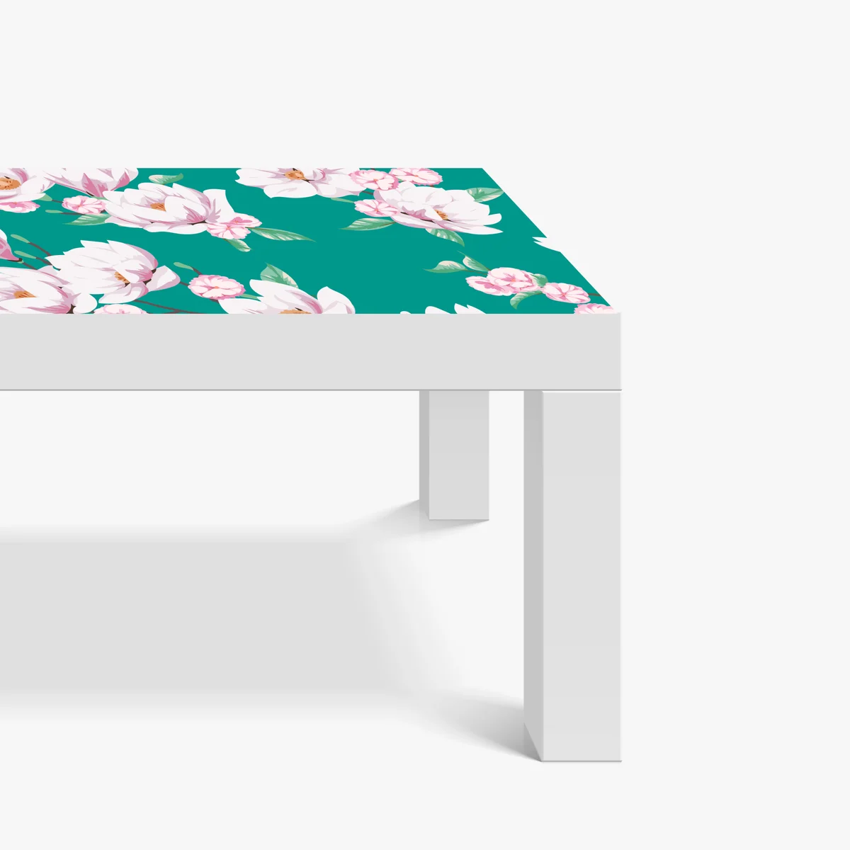 Tischaufkleber und Schreibtischaufkleber pastell magnolienmuster auf türkisfarbenem hintergrund Tischaufkleber und Schreibtischaufkleber pastell magnolienmuster auf türkisfarbenem hintergrund