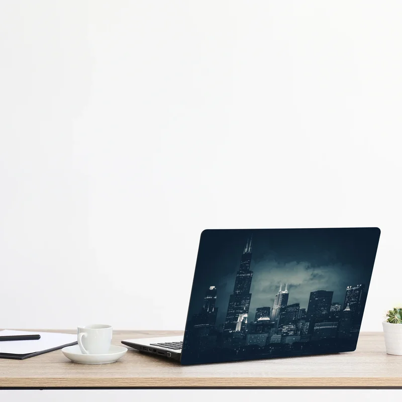 Laptop-Aufkleber Chicago skyline in tiefblauen tönen
