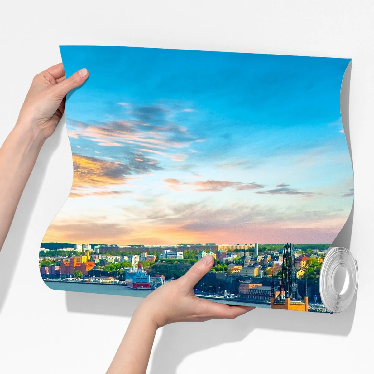 Fototapete lebendige stadtansicht von Stockholm bei sonnenuntergang Fototapete lebendige stadtansicht von Stockholm bei sonnenuntergang