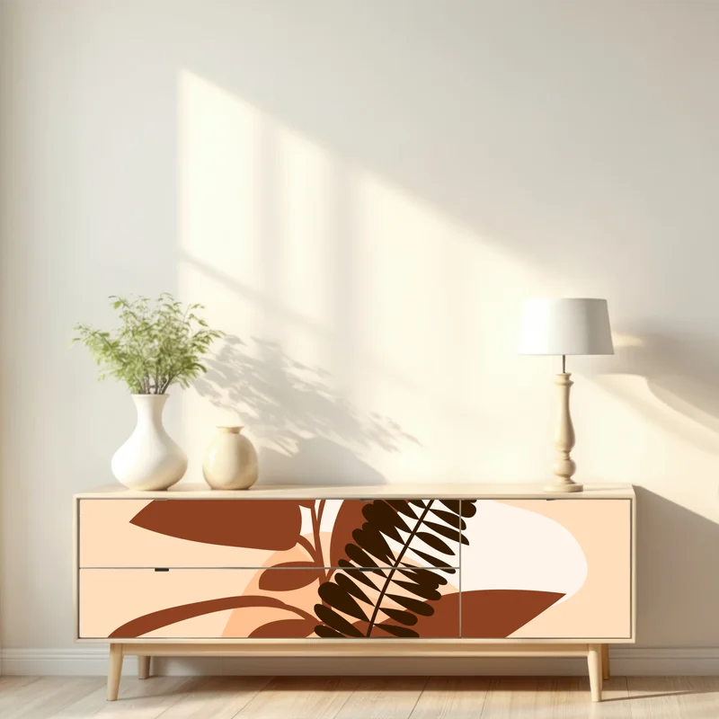 Repositionierbarer Aufkleber erdige abstrakte blätter