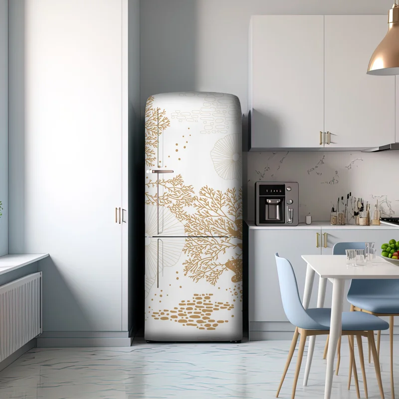 Kühlschrankaufkleber zartes goldenes korallenmuster