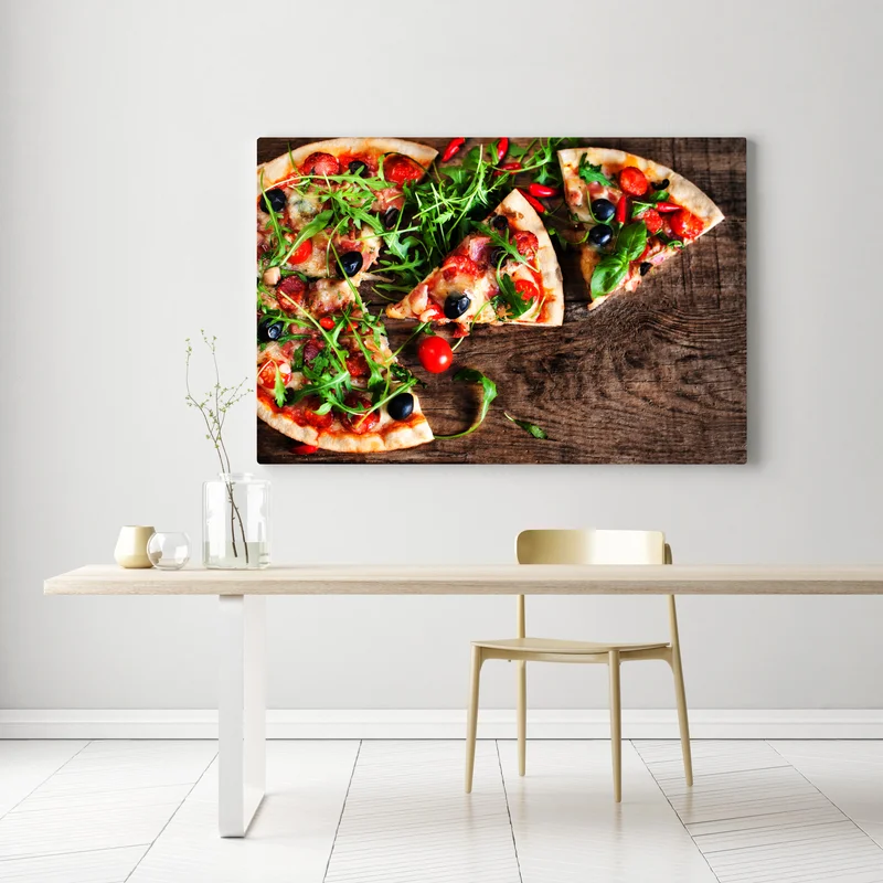 Leinwandbild heiße pepperoni-pizza nahaufnahme Leinwandbild heiße pepperoni-pizza nahaufnahme