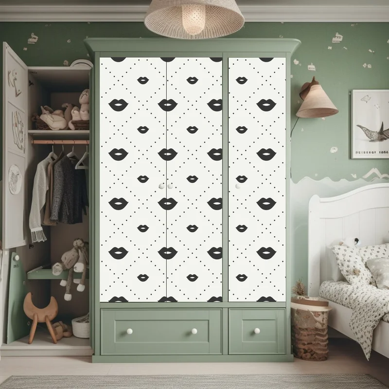 Schrankaufkleber minimalistisches monochromes lippenmuster