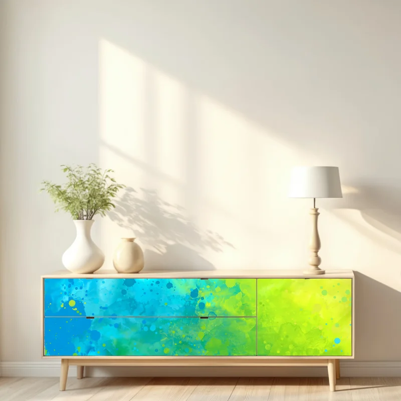 Repositionierbarer Aufkleber lebhafte türkis und limetten aquarellspritzer