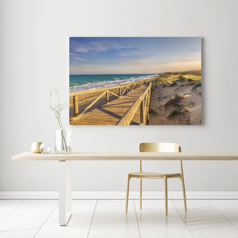 Leinwandbild hölzerner steg zum strand von Guardamar Leinwandbild hölzerner steg zum strand von Guardamar