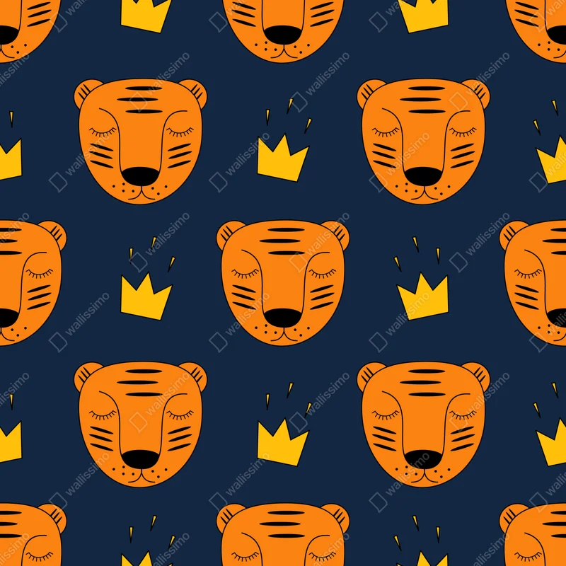 Repositionierbarer Aufkleber verspieltes tiger-muster für kinderzimmer Repositionierbarer Aufkleber verspieltes tiger-muster für kinderzimmer