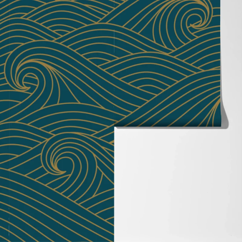 Fototapete türkiswellenmuster mit goldlinien Fototapete türkiswellenmuster mit goldlinien