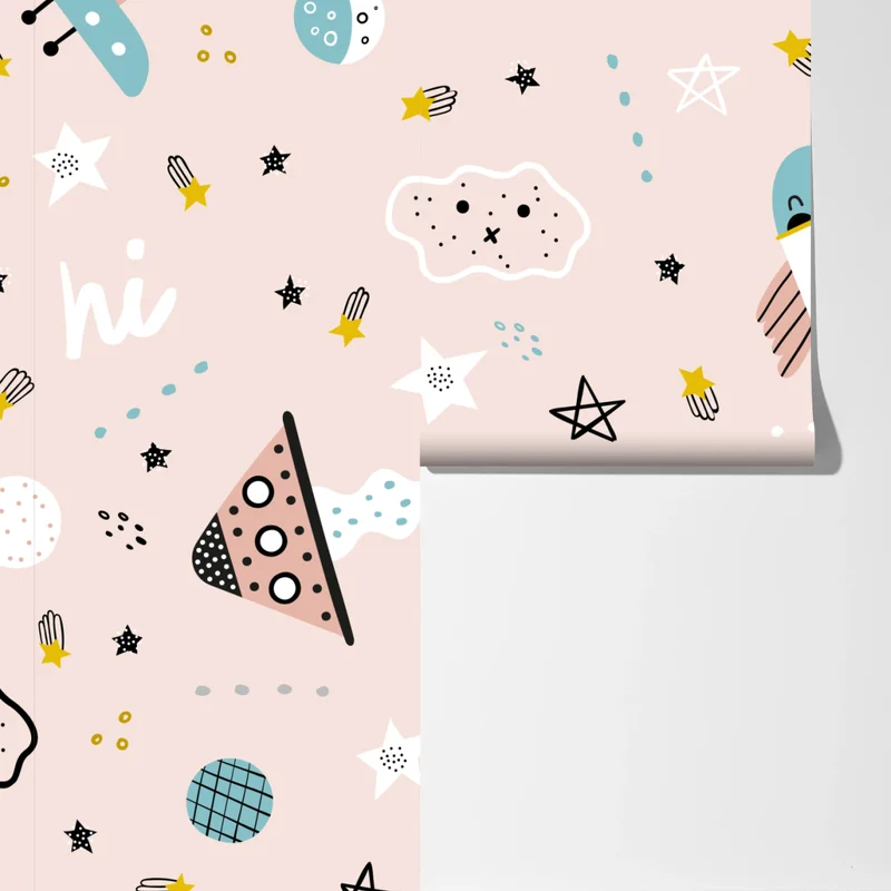 Fototapeta zabawny pastelowy wzór kosmiczny dla dzieci Fototapeta zabawny pastelowy wzór kosmiczny dla dzieci