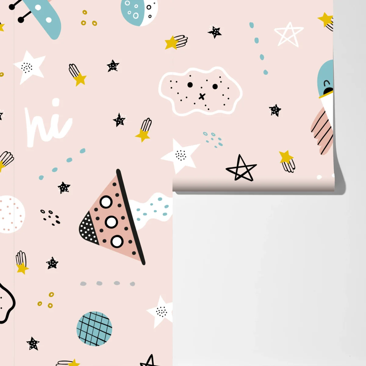 Fototapeta zabawny pastelowy wzór kosmiczny dla dzieci Fototapeta zabawny pastelowy wzór kosmiczny dla dzieci