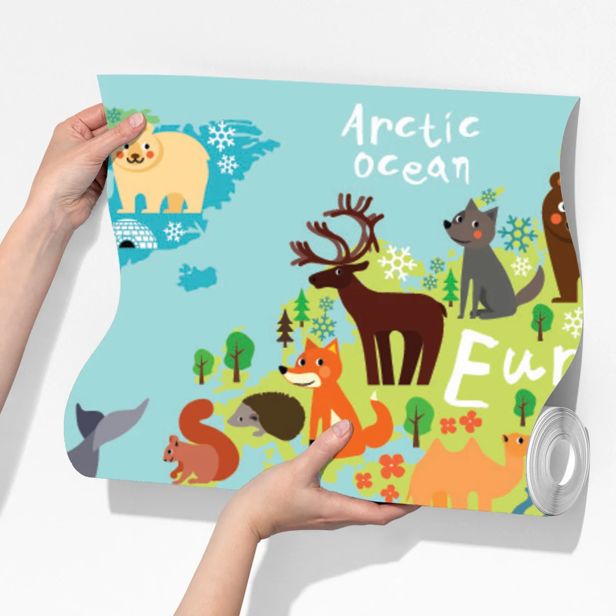 Fototapete niedliche weltkarte mit tieren Fototapete niedliche weltkarte mit tieren