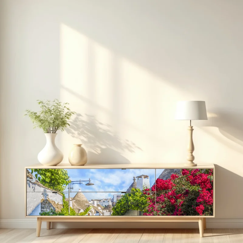 Repositionierbarer Aufkleber Alberobello trulli gasse