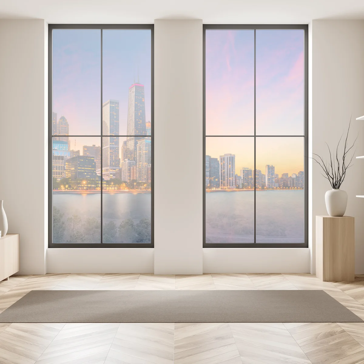 Fensteraufkleber Chicago skyline bei dämmerung Fensteraufkleber Chicago skyline bei dämmerung