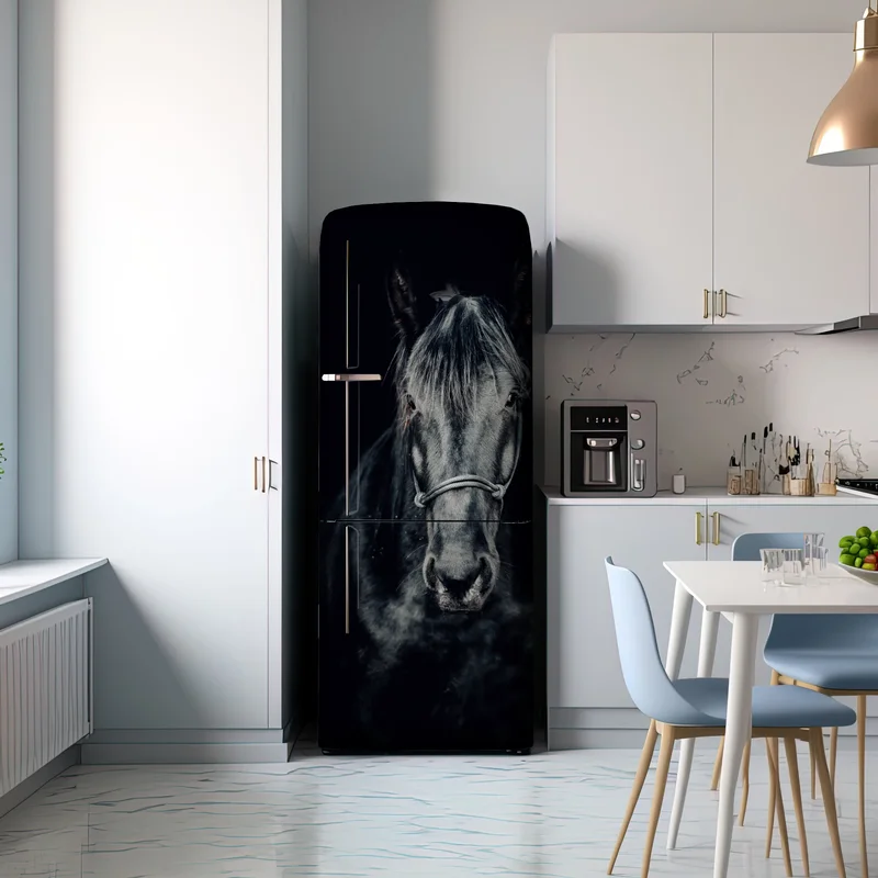 Kühlschrankaufkleber majestätisches schwarzes pferdeporträt