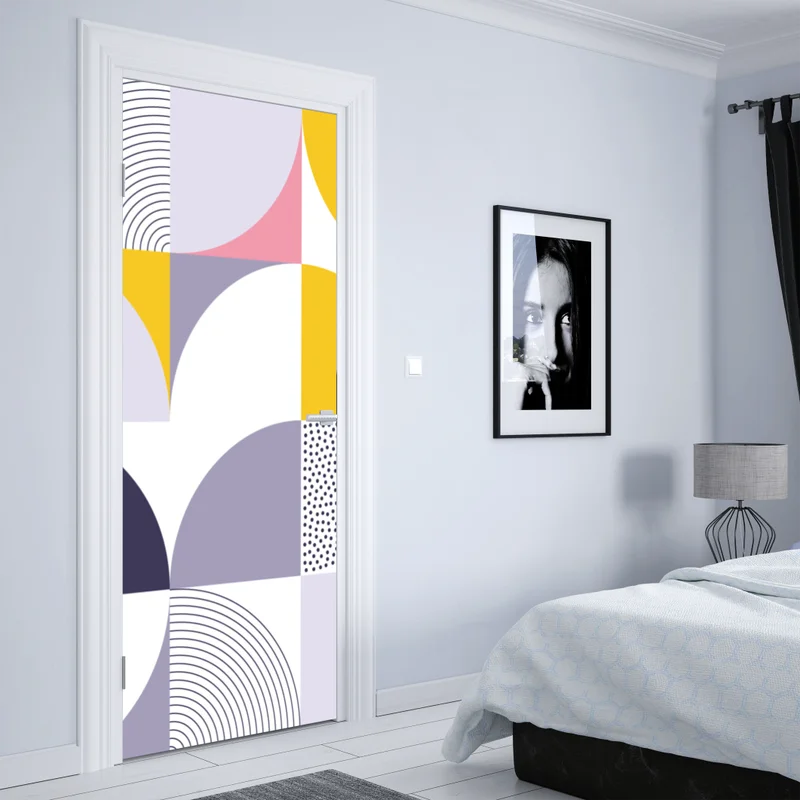 Türaufkleber pastellfarbenes geometrisches muster mit halbkreisen Türaufkleber pastellfarbenes geometrisches muster mit halbkreisen