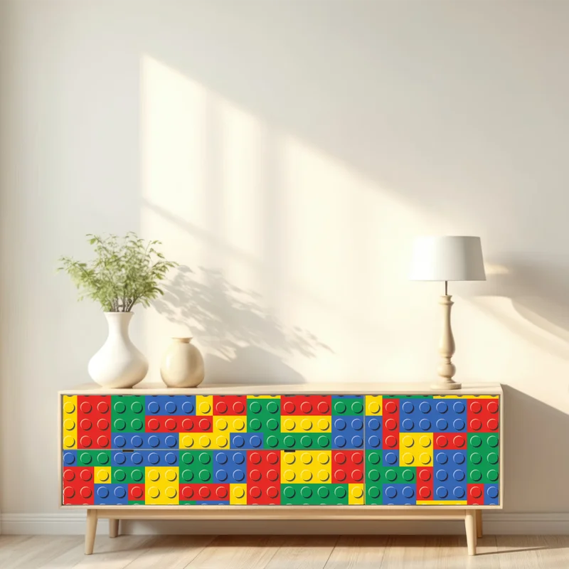 Repositionierbarer Aufkleber buntes bausteinmuster