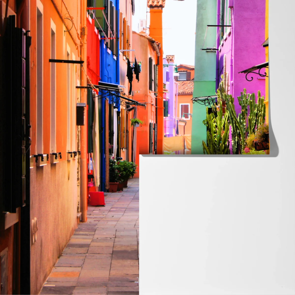 Fototapete bunte mediterrane gasse Fototapete bunte mediterrane gasse