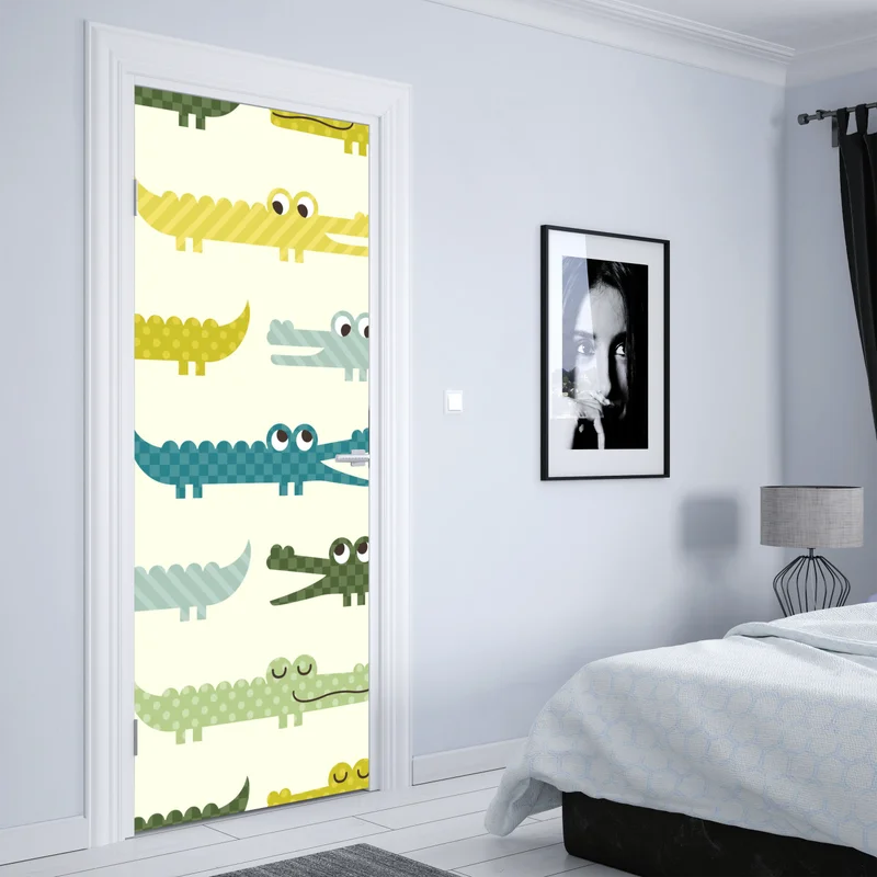 Türaufkleber verspieltes krokodilmuster für kinderzimmer Türaufkleber verspieltes krokodilmuster für kinderzimmer