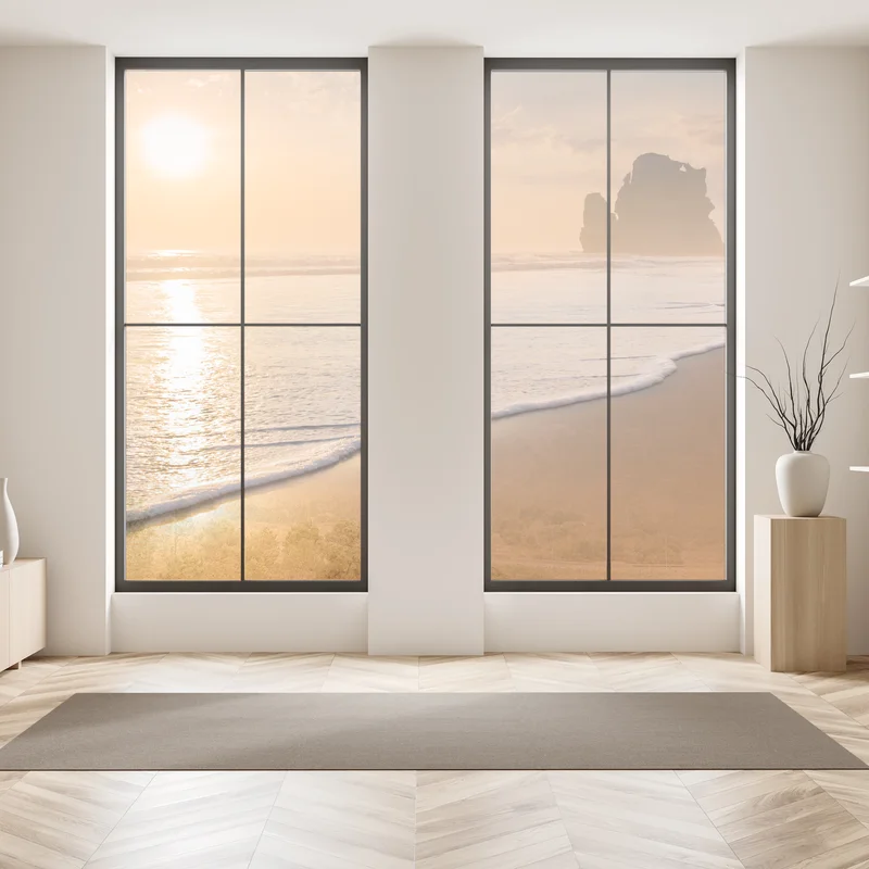 Fensteraufkleber goldener sonnenuntergang am strand