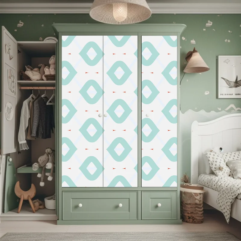 Schrankaufkleber türkis geometrisches rautenmuster