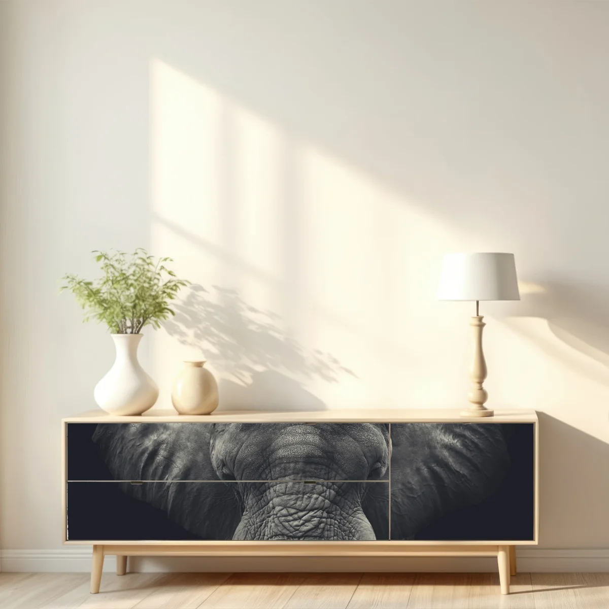 Repositionierbarer Aufkleber majestätisches elefantenportrait in monochrom Repositionierbarer Aufkleber majestätisches elefantenportrait in monochrom