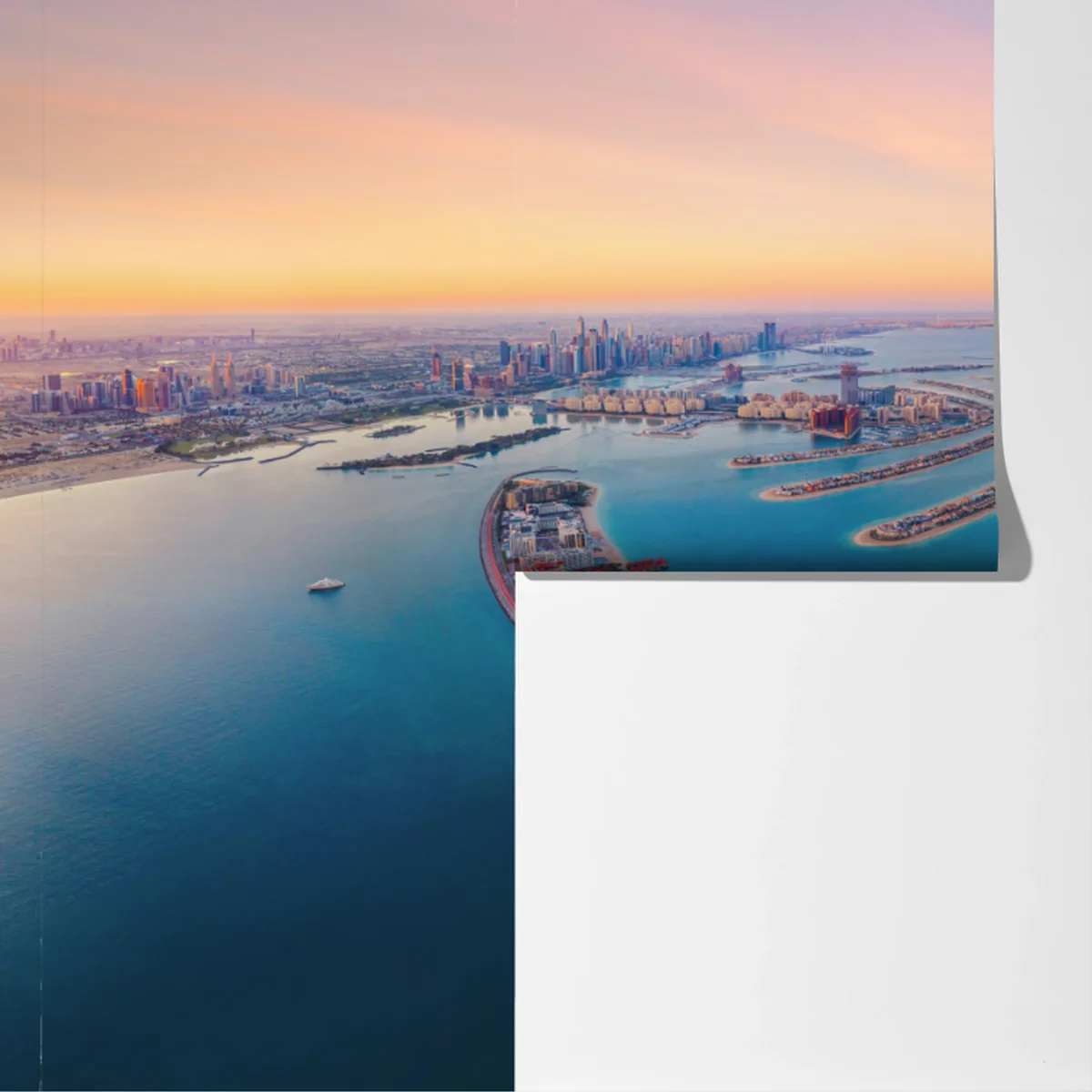 Fototapete sonnenuntergang über Palm Jumeirah luftaufnahme Fototapete sonnenuntergang über Palm Jumeirah luftaufnahme