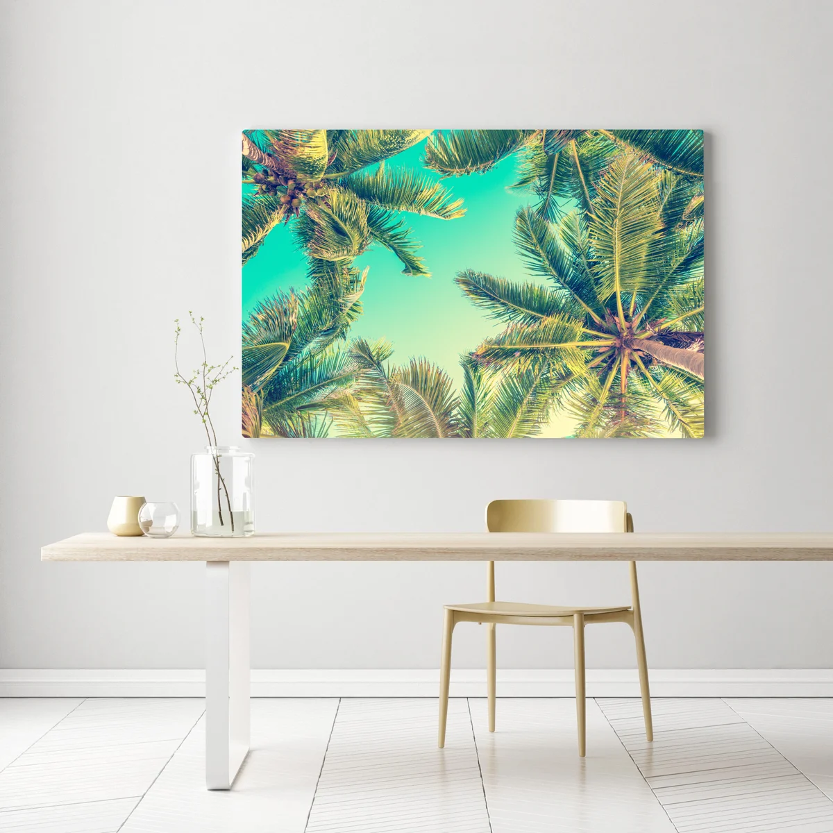 Leinwandbild vintage türkis palmenhimmel Leinwandbild vintage türkis palmenhimmel