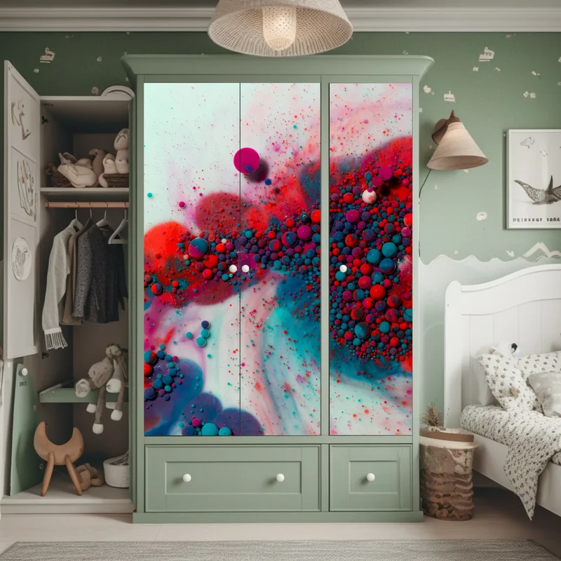 Schrankaufkleber lebendige marmorierte farbexplosion