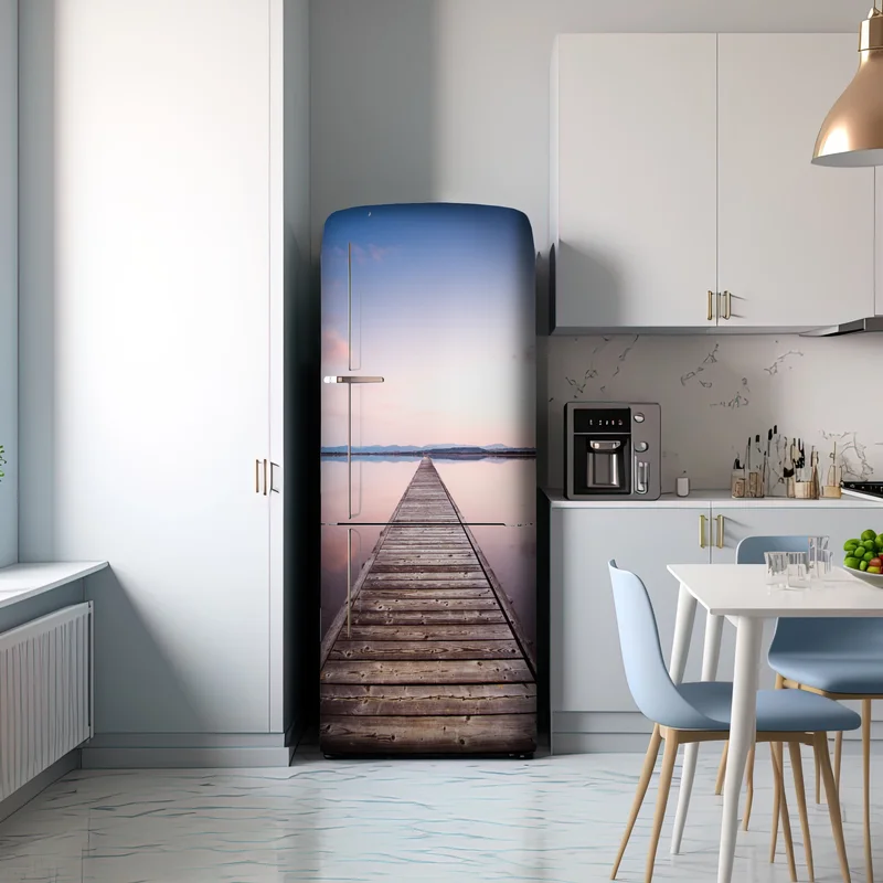 Kühlschrankaufkleber holzsteg zum horizont bei sonnenuntergang Kühlschrankaufkleber holzsteg zum horizont bei sonnenuntergang
