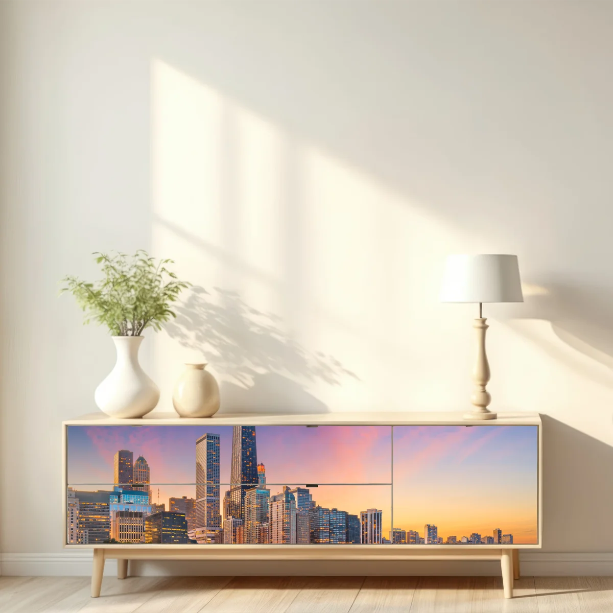 Repositionierbarer Aufkleber Chicago skyline bei dämmerung Repositionierbarer Aufkleber Chicago skyline bei dämmerung