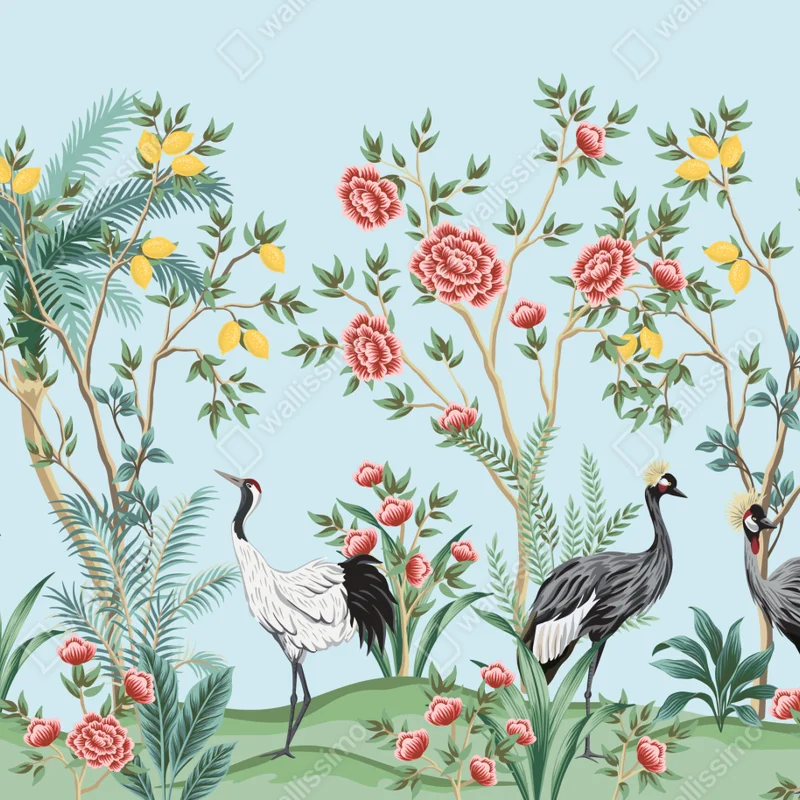 Tischaufkleber und Schreibtischaufkleber eleganter kranichgarten mit blüten Tischaufkleber und Schreibtischaufkleber eleganter kranichgarten mit blüten