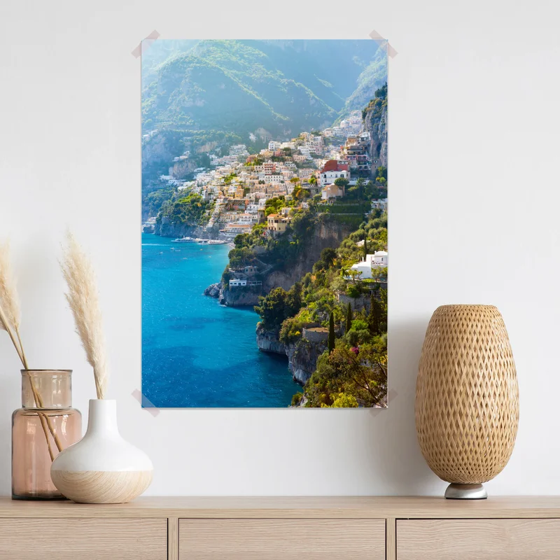 Poster Positano küstenpanorama an der klippe Poster Positano küstenpanorama an der klippe