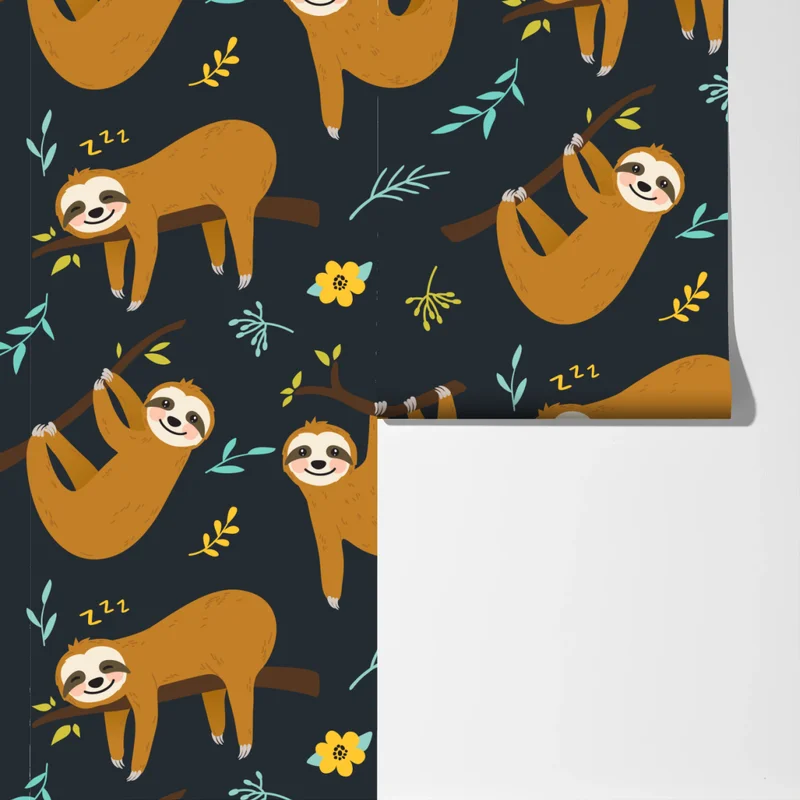 Fototapeta słodki wzór z leniwcami do pokoju dziecka Fototapeta słodki wzór z leniwcami do pokoju dziecka