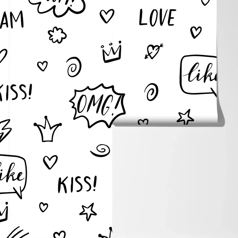 Fototapete verspieltes doodle-muster mit herzen und sternen Fototapete verspieltes doodle-muster mit herzen und sternen