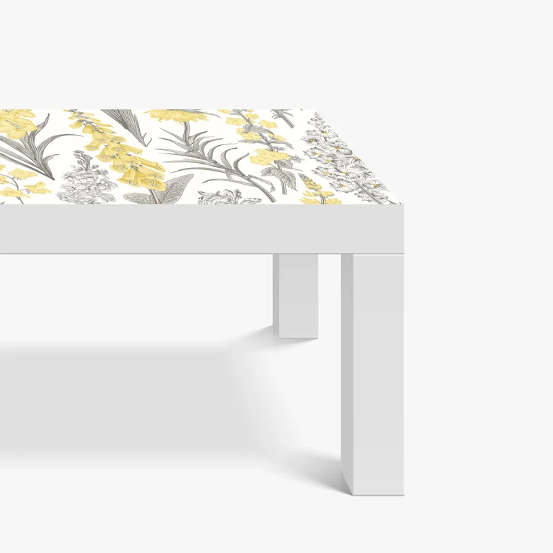 Tischaufkleber und Schreibtischaufkleber vintage botanisches blumenmuster in gelb und grau Tischaufkleber und Schreibtischaufkleber vintage botanisches blumenmuster in gelb und grau