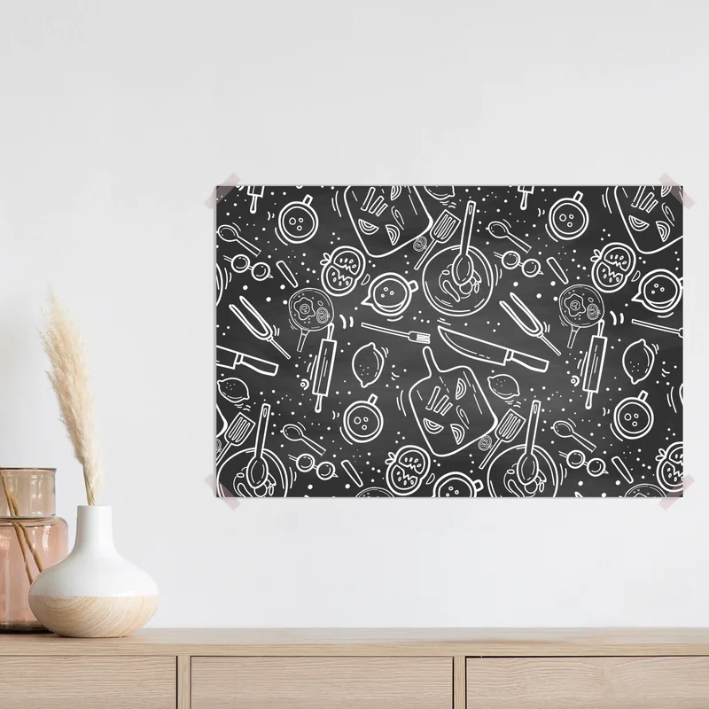Poster küchen tafel-doodle-muster Poster küchen tafel-doodle-muster