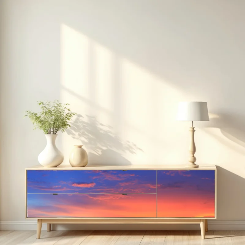 Repositionierbarer Aufkleber mole bei sonnenuntergang am strand